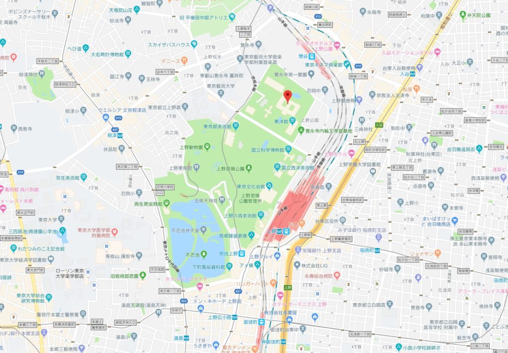 東京国立博物館「秋の庭園開放」周辺地図